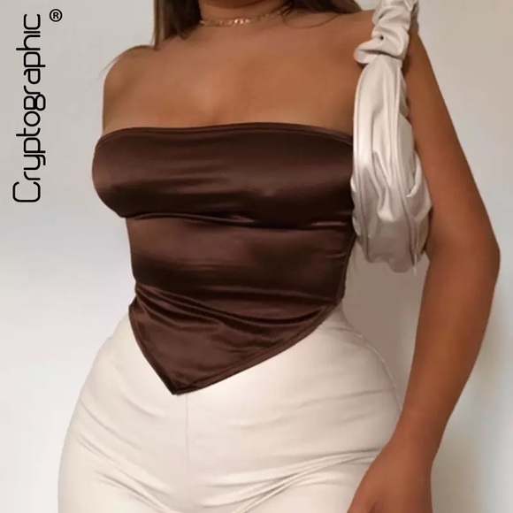 Brown bandana strapless top! Size small - Picture 2 of 2
